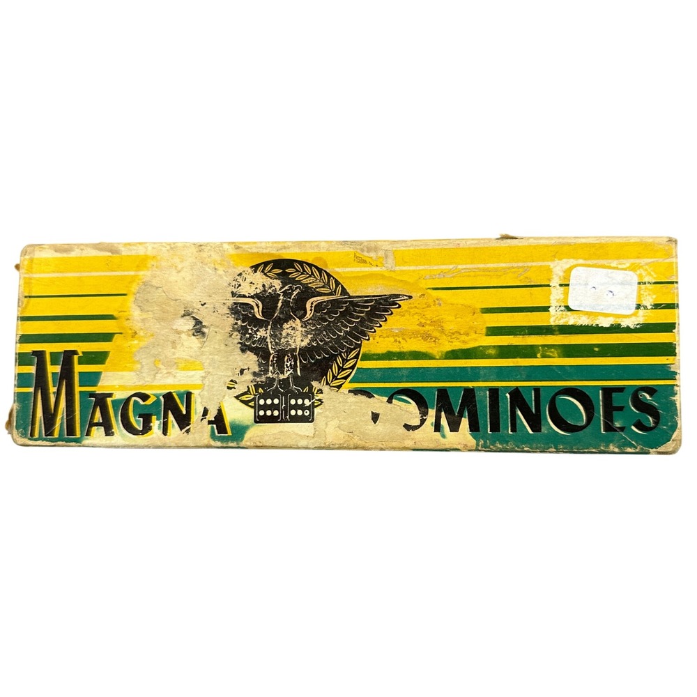 Vintage Magna Dominoes Double Six Set with Rules Eagle Box